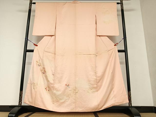 平和屋着物●訪問着 絞り 刺繍 花菱文 金彩 正絹 逸品 AAAV7453zg