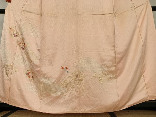 平和屋着物●訪問着 絞り 刺繍 花菱文 金彩 正絹 逸品 AAAV7453zg