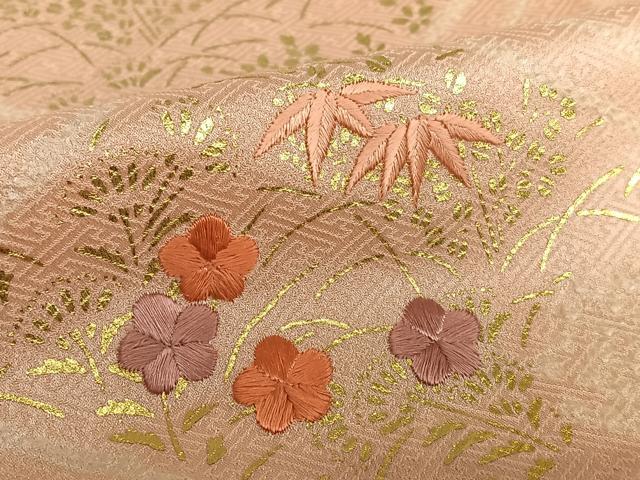 平和屋着物●訪問着 絞り 刺繍 花菱文 金彩 正絹 逸品 AAAV7453zg