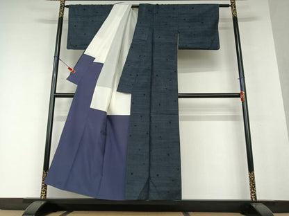 平和屋着物●塩沢紬　正絹　逸品　AAAV7455zg
