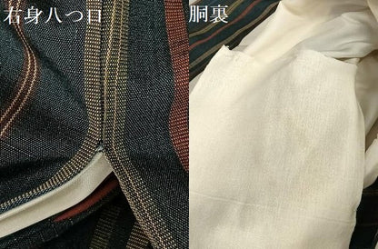 平和屋着物●上質な紬 縞 正絹 逸品 AAAV7456zg