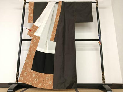 平和屋着物●本場大島紬 赤墨色 正絹 逸品 AAAV7468zg