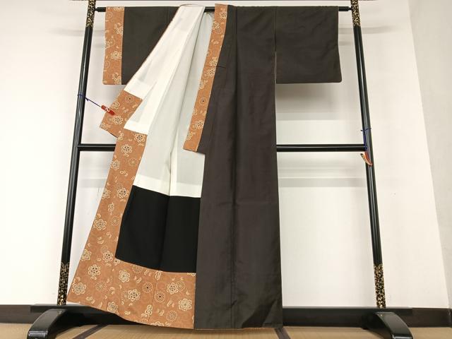 平和屋着物●本場大島紬 赤墨色 正絹 逸品 AAAV7468zg
