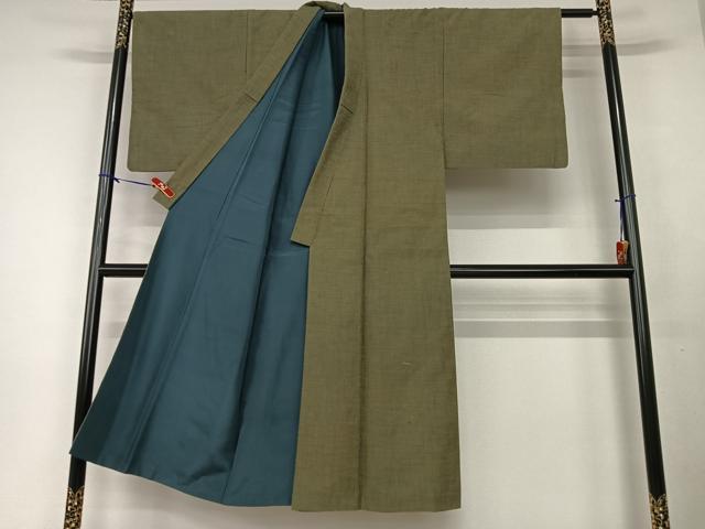 平和屋着物▽男性 結城紬 杢 アンサンブル 長襦袢(単衣)セット 霞文 正絹 逸品 AAAV7481zg