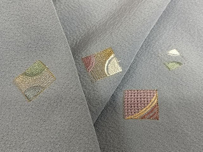 平和屋着物●訪問着 刺繍 色紙文 金銀糸 正絹 逸品 AAAV7487zg