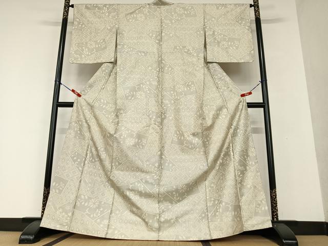 平和屋着物●上質な紬 切嵌花文 正絹 逸品 AAAV7488zg