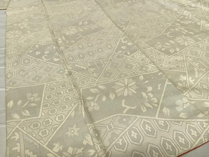平和屋着物●上質な紬 切嵌花文 正絹 逸品 AAAV7488zg
