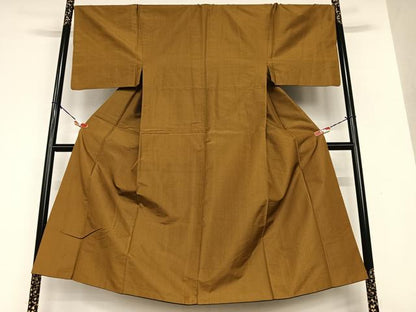 平和屋着物●男性　黄八丈　紬　格子　正絹　逸品　AAAV7491zg