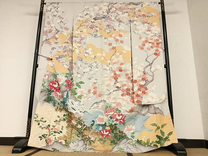 平和屋着物●豪華振袖 友禅 泰常好み 風景花鳥文 暈し染め 金彩 正絹 逸品 AAAV7499zg