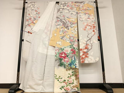 平和屋着物●豪華振袖 友禅 泰常好み 風景花鳥文 暈し染め 金彩 正絹 逸品 AAAV7499zg
