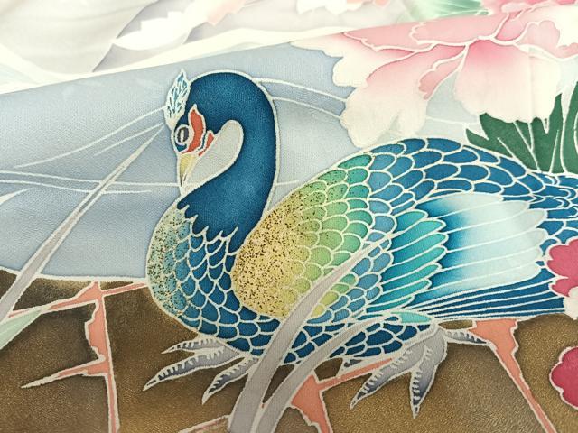 平和屋着物●豪華振袖 友禅 泰常好み 風景花鳥文 暈し染め 金彩 正絹 逸品 AAAV7499zg