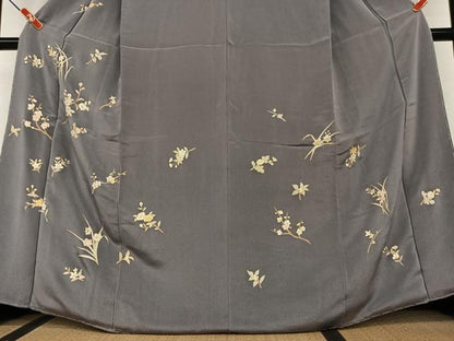平和屋着物●訪問着　枝花文　金彩　鬼しぼ縮緬　正絹　逸品　AAAV7500zg