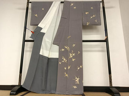 平和屋着物●訪問着　枝花文　金彩　鬼しぼ縮緬　正絹　逸品　AAAV7500zg