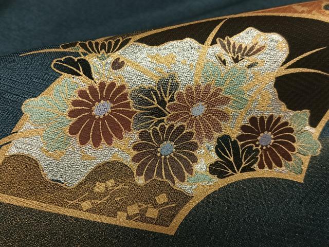 平和屋着物●訪問着 地紙重ね枝梅花文 暈し染め 金彩 丹後縮緬 反端付き 正絹 逸品 AAAV7501zg