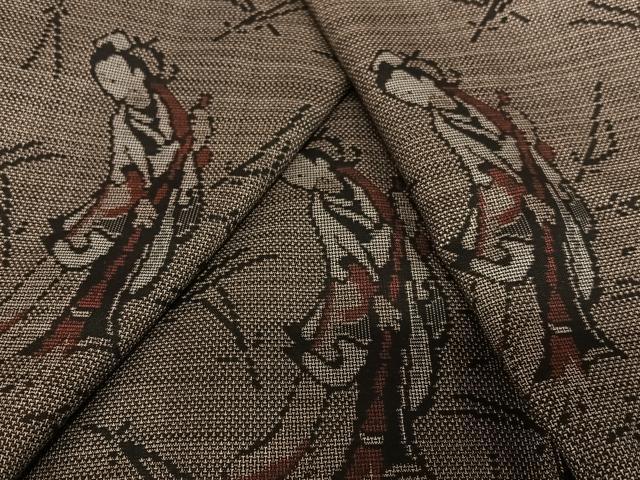 平和屋着物●本場大島紬　泥染め　カタス9マルキ　女人文　敷松葉　正絹　逸品　AAAV7511zg