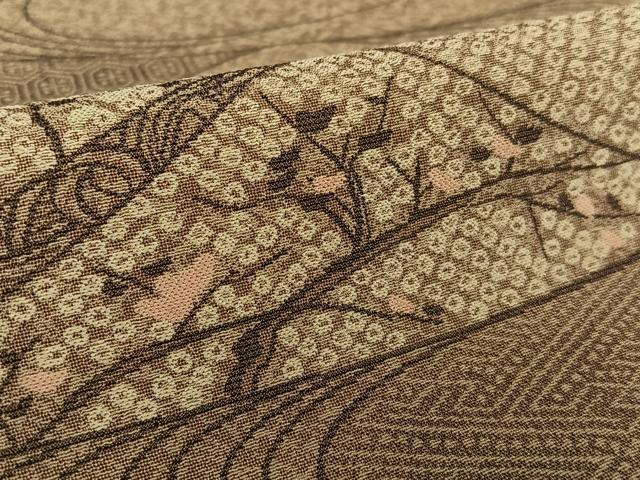 平和屋着物●お召 枝花文 正絹 逸品 AAAV7515zg