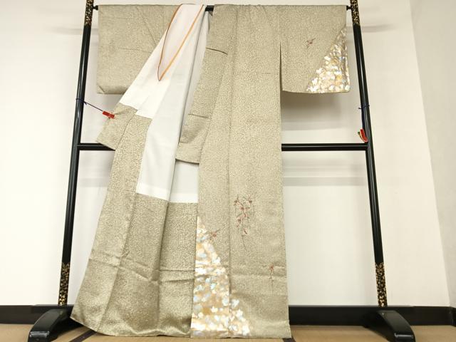 平和屋着物●金彩友禅作家　金彩の魔術師　堀省平　金煌織　訪問着　刺繍　花鞠文　正絹　逸品　AAAV7523zg