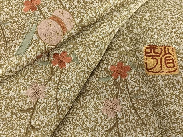 平和屋着物●金彩友禅作家　金彩の魔術師　堀省平　金煌織　訪問着　刺繍　花鞠文　正絹　逸品　AAAV7523zg