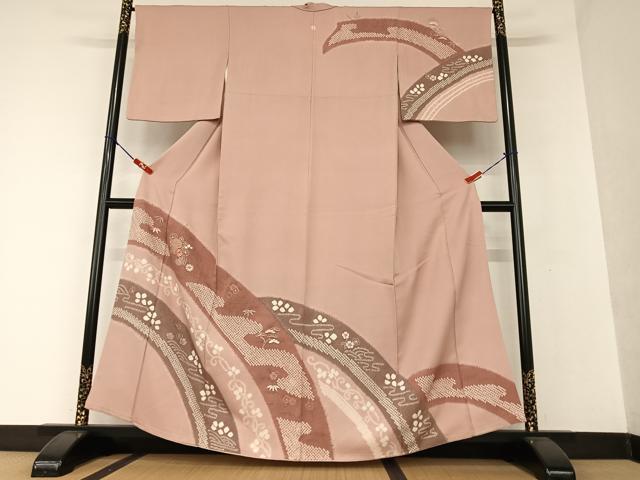 平和屋着物●訪問着 絞り 刺繍 松竹梅 金彩 正絹 逸品 AAAV7526zg