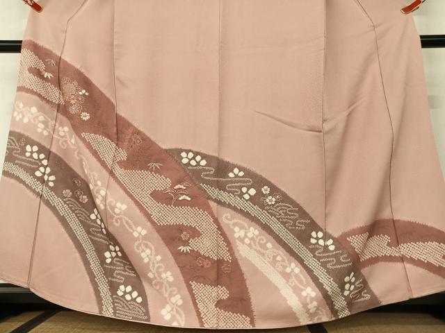 平和屋着物●訪問着 絞り 刺繍 松竹梅 金彩 正絹 逸品 AAAV7526zg
