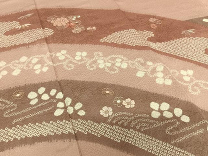 平和屋着物●訪問着 絞り 刺繍 松竹梅 金彩 正絹 逸品 AAAV7526zg