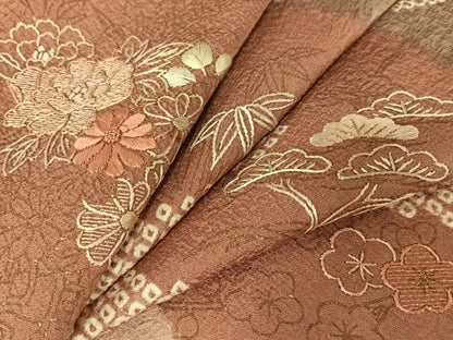 平和屋着物●訪問着 絞り 刺繍 松竹梅 金彩 正絹 逸品 AAAV7526zg