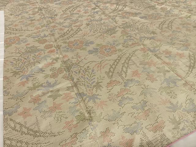 平和屋着物●本場大島紬 一元7マルキ 渡り橋風景草花文 正絹 逸品 未使用 AAAV7533zg