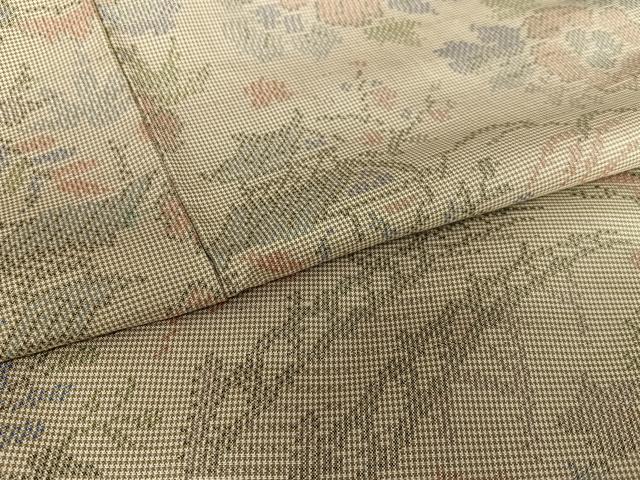 平和屋着物●本場大島紬 一元7マルキ 渡り橋風景草花文 正絹 逸品 未使用 AAAV7533zg