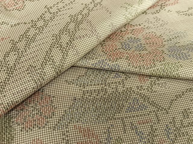 平和屋着物●本場大島紬 一元7マルキ 渡り橋風景草花文 正絹 逸品 未使用 AAAV7533zg