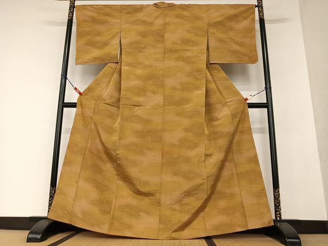 平和屋着物●上質な小紋 紬地 霞文 正絹 逸品 AAAV7544zg