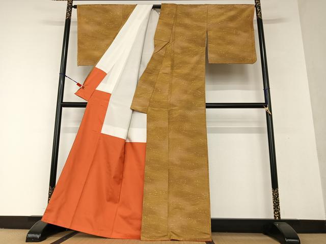平和屋着物●上質な小紋 紬地 霞文 正絹 逸品 AAAV7544zg