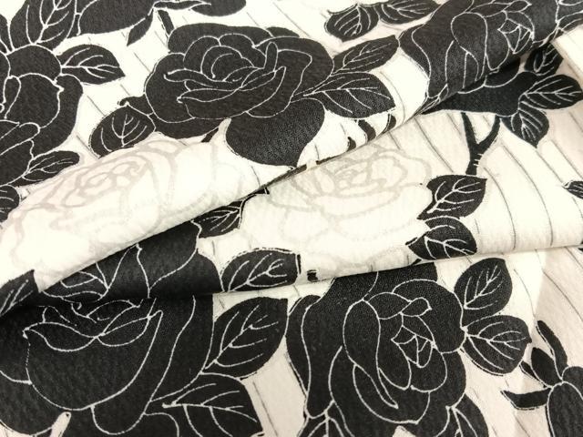 平和屋着物●上質な小紋 薔薇 縞 正絹 逸品 AAAV7555zg