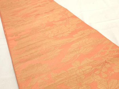 平和屋着物◎織物一筋名門　織悦　全通柄　本袋帯　草花文　金糸　正絹　逸品　AAAV7571sg