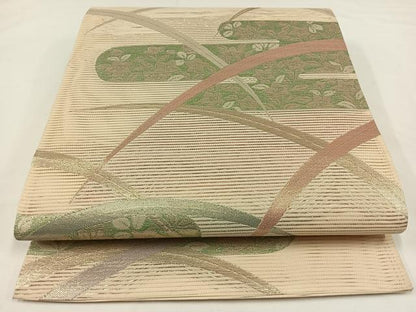 平和屋着物＊夏物 六通柄袋帯 霞芝文 金糸 正絹 逸品 AAAV7662jh