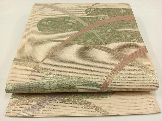 平和屋着物＊夏物 六通柄袋帯 霞芝文 金糸 正絹 逸品 AAAV7662jh