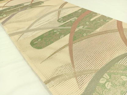 平和屋着物＊夏物 六通柄袋帯 霞芝文 金糸 正絹 逸品 AAAV7662jh