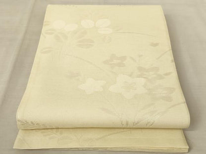 平和屋着物＊夏物　六通柄袋帯　草花文　銀糸　正絹　逸品　AAAV7779pf