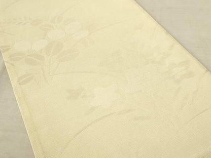 平和屋着物＊夏物　六通柄袋帯　草花文　銀糸　正絹　逸品　AAAV7779pf