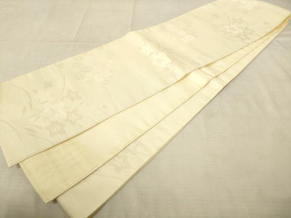 平和屋着物＊夏物　六通柄袋帯　草花文　銀糸　正絹　逸品　AAAV7779pf