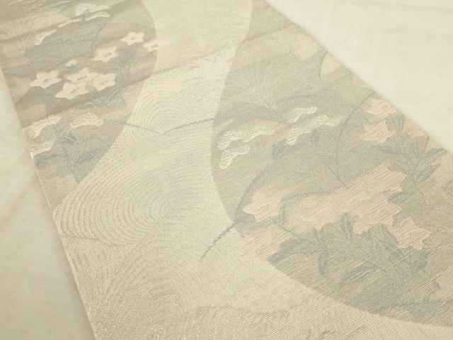 平和屋着物＊夏物 六通柄袋帯 草花文 銀糸 正絹 逸品 AAAV7784pf