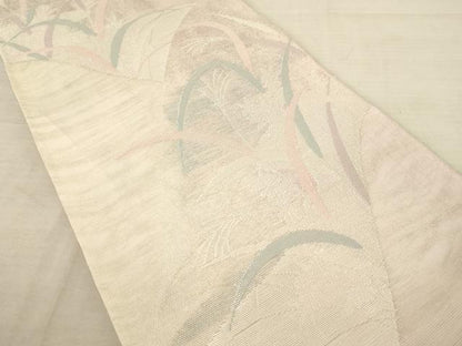 平和屋着物＊夏物 六通柄袋帯 草花文 薄 銀糸 正絹 逸品 AAAV7786pf