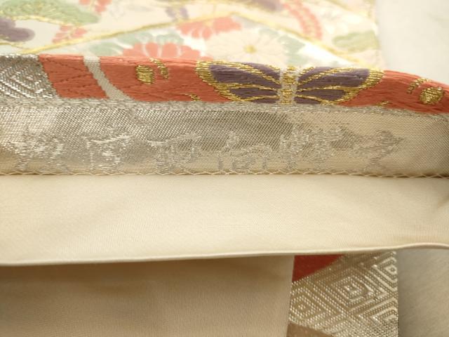 平和屋着物◎六通柄袋帯　唐織　松皮取向蝶文　金銀糸　正絹　逸品　AAAV7837sw
