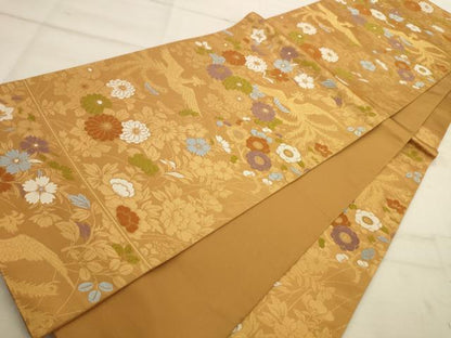 平和屋着物◎六通柄袋帯 唐織 鳳凰花文 金糸 正絹 逸品 AAAV7838sw