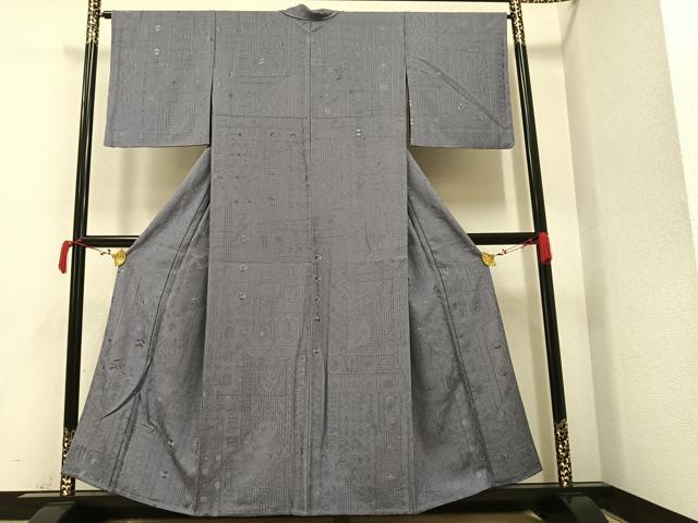 平和屋着物▽極上　色無地　総刺繍　単衣　中国三大刺繍　スワトウ刺繍　汕頭刺繍　草花文　正絹　逸品　未使用　AAAV7842ph