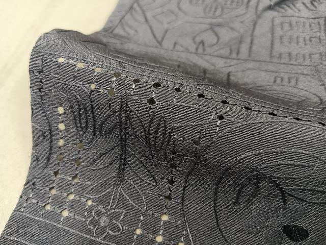 平和屋着物▽極上　色無地　総刺繍　単衣　中国三大刺繍　スワトウ刺繍　汕頭刺繍　草花文　正絹　逸品　未使用　AAAV7842ph