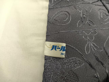 平和屋着物▽極上　色無地　総刺繍　単衣　中国三大刺繍　スワトウ刺繍　汕頭刺繍　草花文　正絹　逸品　未使用　AAAV7842ph