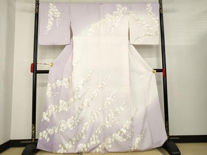 平和屋着物●訪問着　総刺繍　胡蝶蘭　暈し染　金糸　正絹　逸品　AAAY1911ck