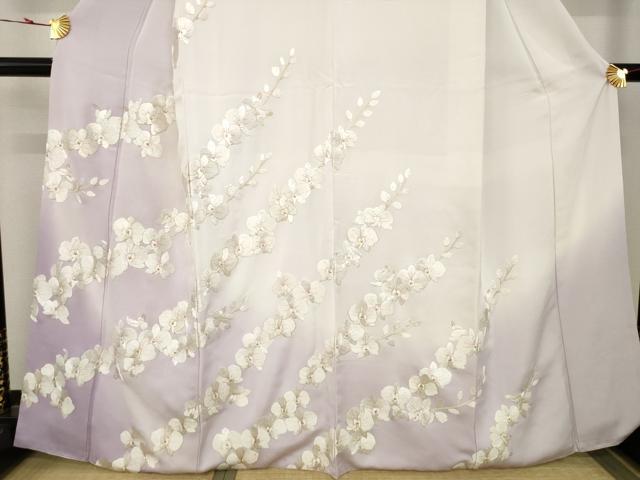 平和屋着物●訪問着　総刺繍　胡蝶蘭　暈し染　金糸　正絹　逸品　AAAY1911ck