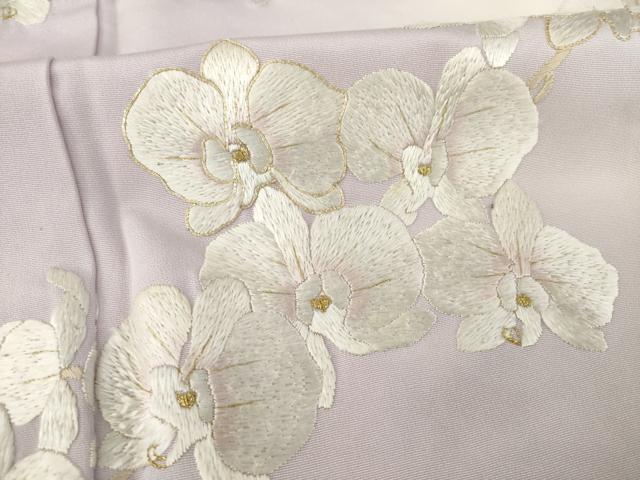 平和屋着物●訪問着　総刺繍　胡蝶蘭　暈し染　金糸　正絹　逸品　AAAY1911ck