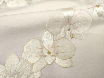 平和屋着物●訪問着　総刺繍　胡蝶蘭　暈し染　金糸　正絹　逸品　AAAY1911ck